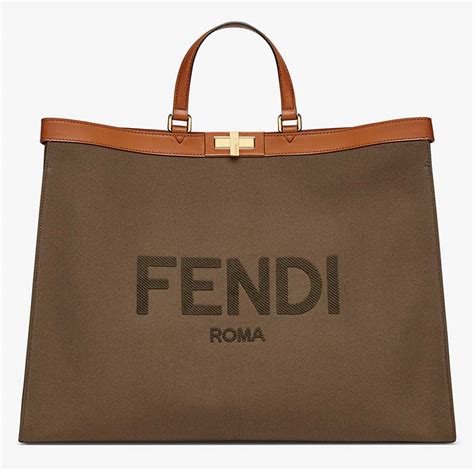 fendi canvas shopper tote|Fendi signature tote bag.